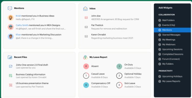 Zoho Workplace screen